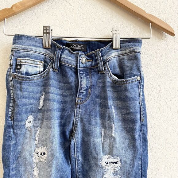 Judy Blue Womens Size 1/25 Patched Rip Skinny Jeans Stretch Raw Hem - Picture 2 of 13